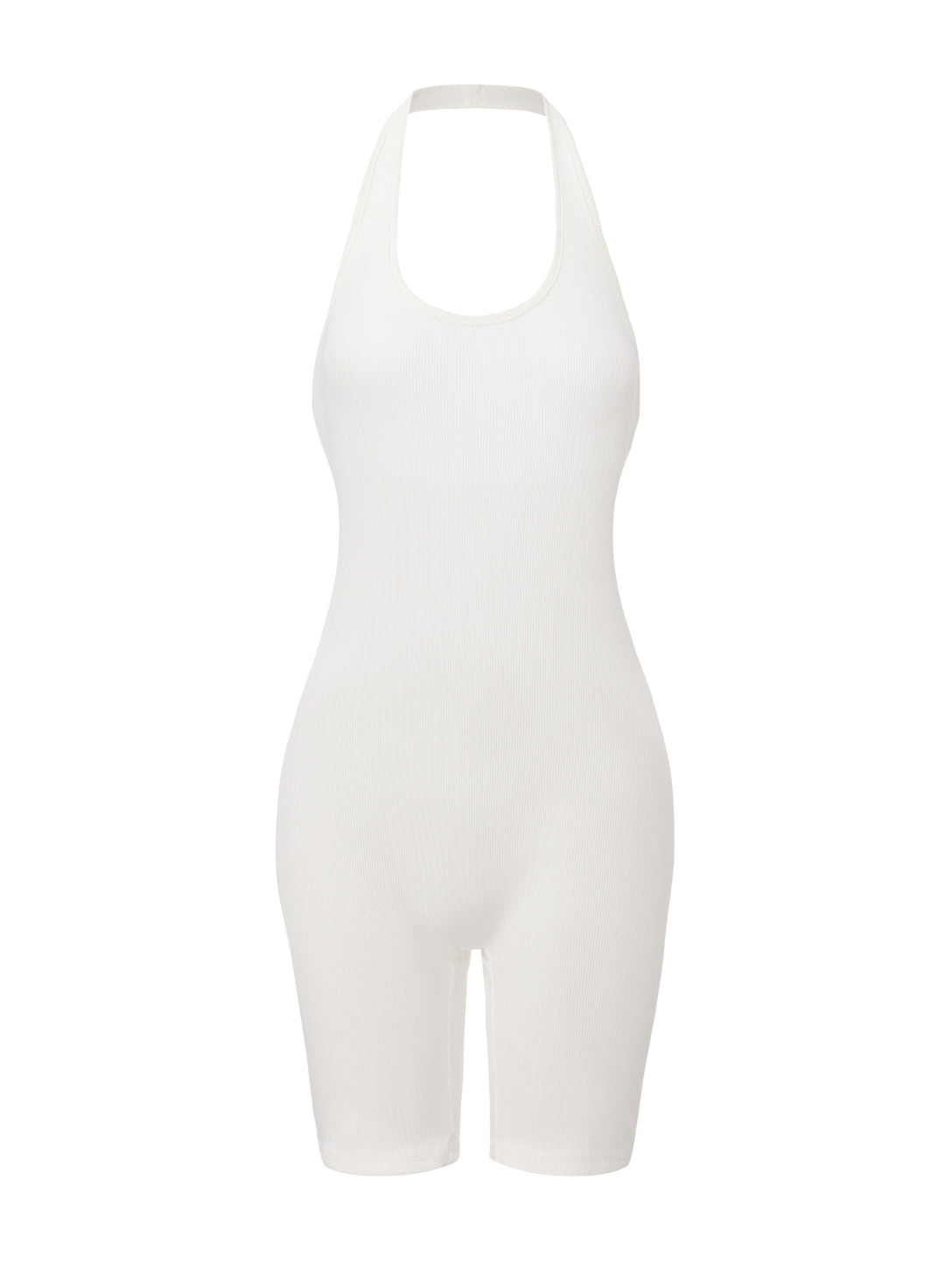 ISOLDE – Geribbelde Halternek Bodysuit - LivingCurves White / S