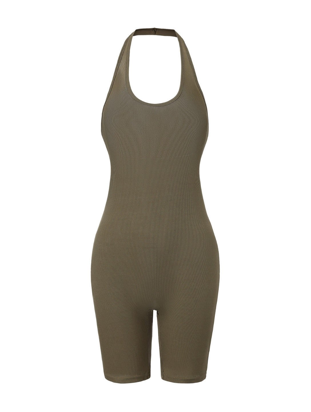 ISOLDE – Geribbelde Halternek Bodysuit - LivingCurves Green / S