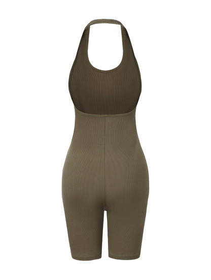 ISOLDE – Geribbelde Halternek Bodysuit - LivingCurves Beige / S