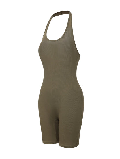 ISOLDE – Geribbelde Halternek Bodysuit - LivingCurves Beige / S