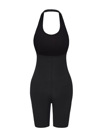 ISOLDE – Geribbelde Halternek Bodysuit - LivingCurves Black / S
