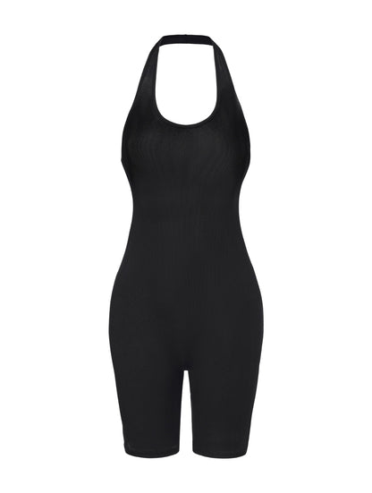 ISOLDE – Geribbelde Halternek Bodysuit - LivingCurves Beige / S