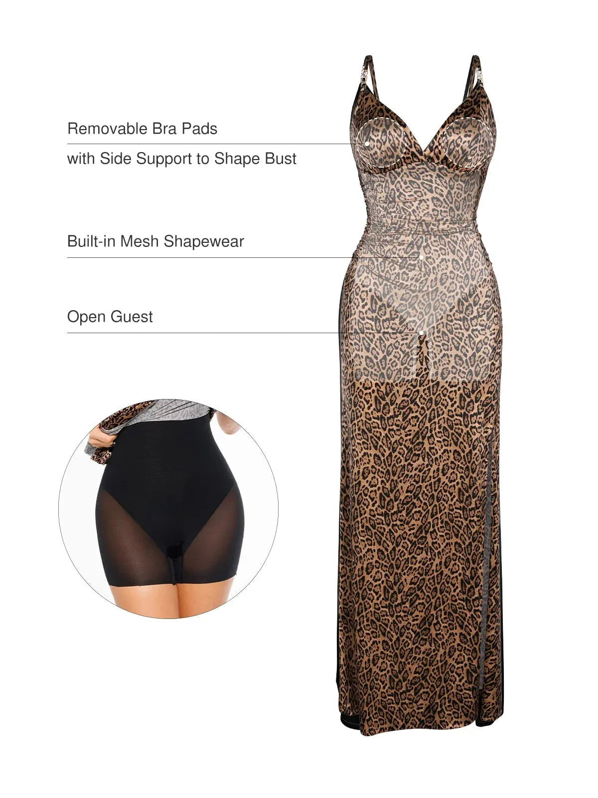 LEONA – Shaping Satin Maxi Dress met Deep V & Slit