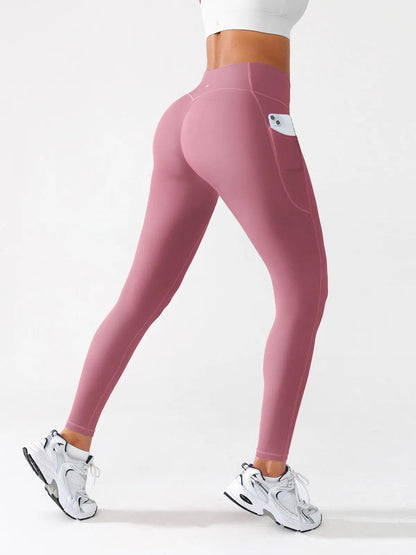 BRXL Butt Scrunch Crossover Waist Leggings - LivingCurves Pink / XS