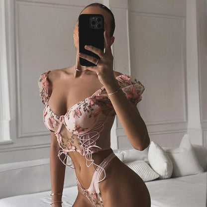 Butterfly Whimsy Embroidered Lingerie Set