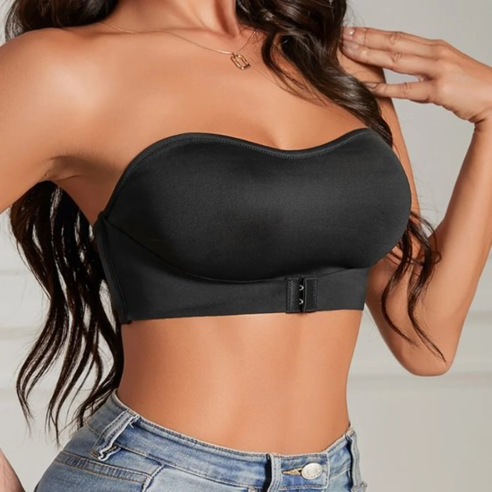 SELENE – Strapless Push-up BH (Ademend Comfort) - LivingCurves Tops Zwart / S