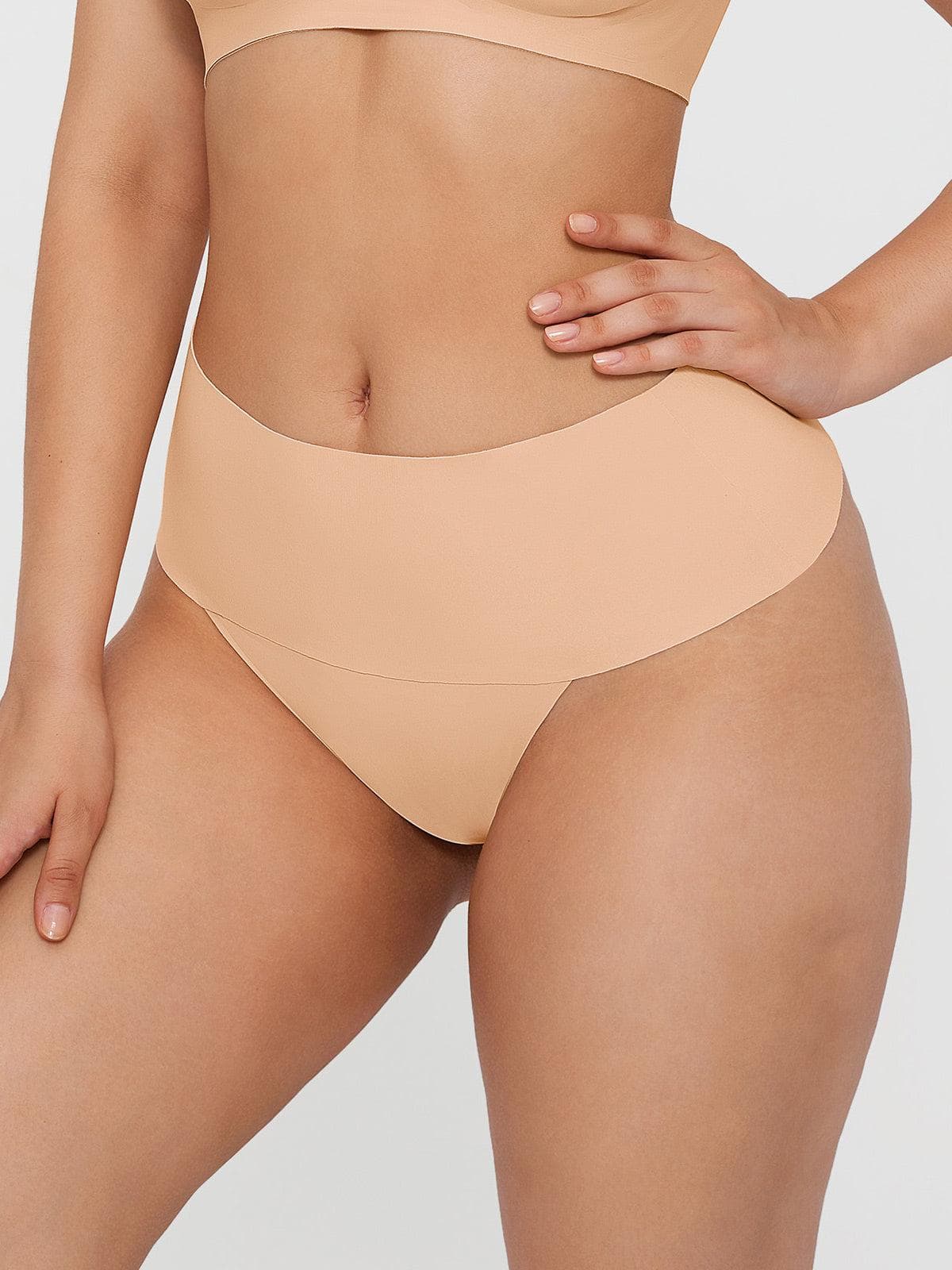 Seamless High-Waist Tummy Control Thong - LivingCurves Skin / XS