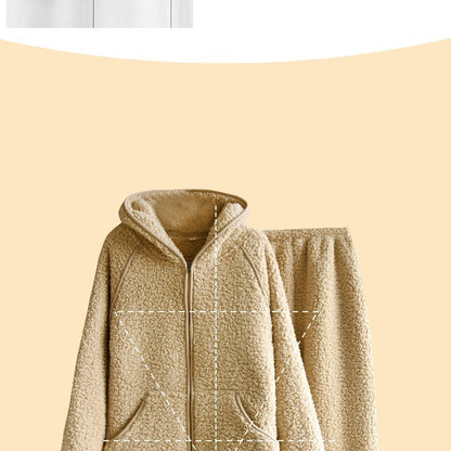 Couple Lamb Fleece Hooded Home Fur Autumn And Winter