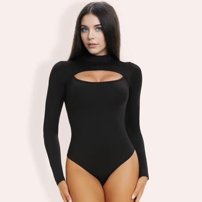 LUNOR – Herfst Bodysuit met Cutout en Lange Mouw - LivingCurves Zwart / S