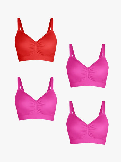 MAELLE DELUXE | 4-Pack Naadloze Comfortbeha met Uitneembare Pads