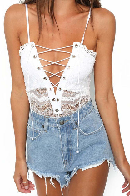 Layla – Kanten Bodysuit met Open Details