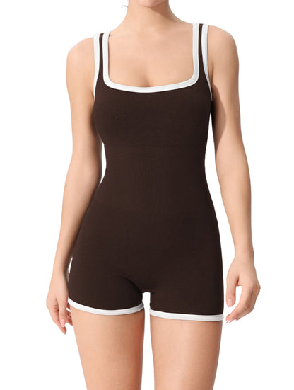 CELESTE – Outlined Geribbelde Bodysuit - LivingCurves Brown / S