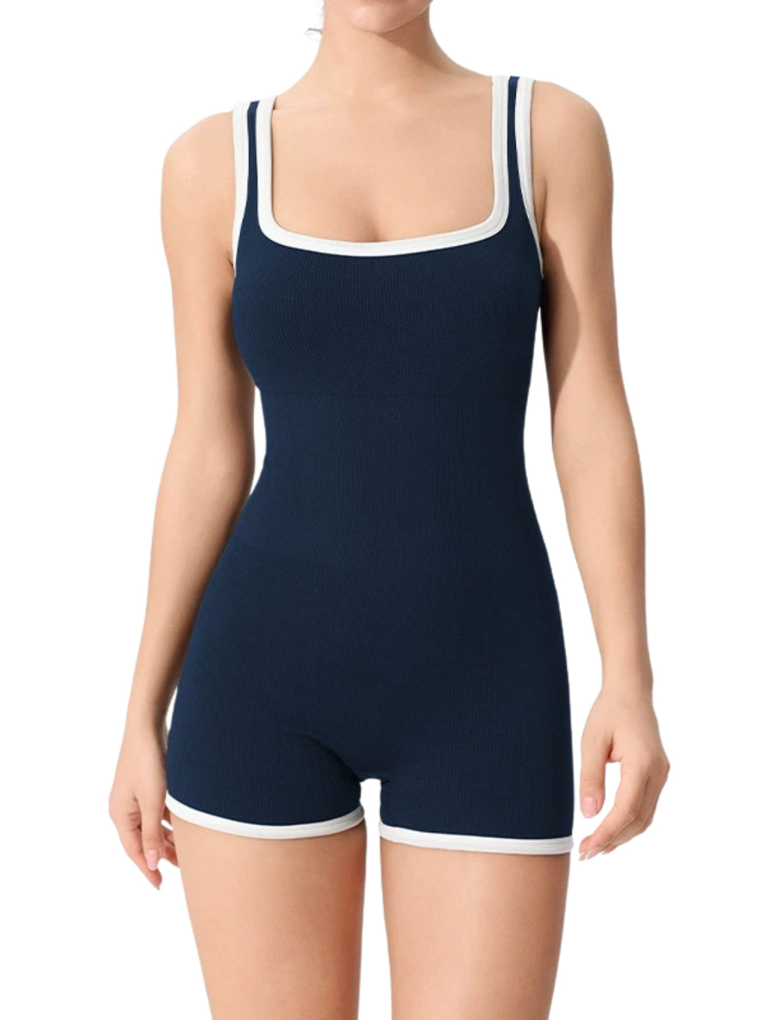 CELESTE – Outlined Geribbelde Bodysuit - LivingCurves Blue / S