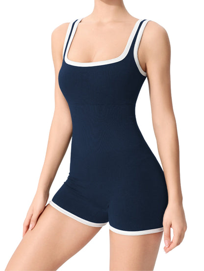 CELESTE – Outlined Geribbelde Bodysuit - LivingCurves Blue / S