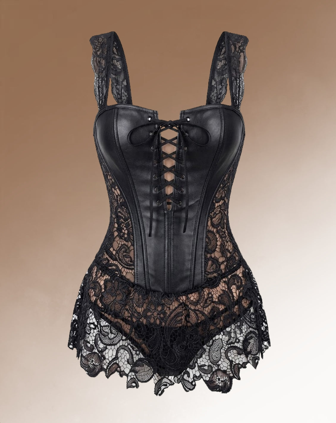 LIVC – LACE LEATHER CORSET DRESS