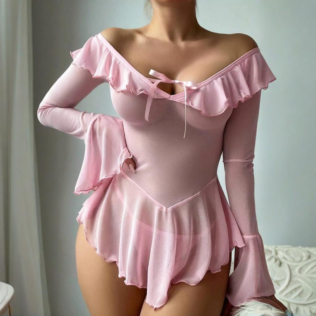 Sweet Ruffle Mesh Nightdress