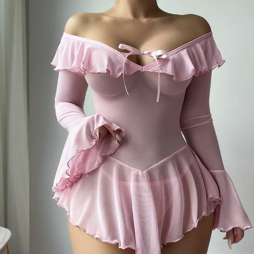 Sweet Ruffle Mesh Nightdress