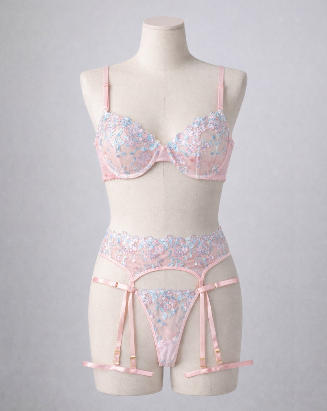 LIVC Lingerie set – Blauw met roze accenten en zachte uitstraling voor Dames