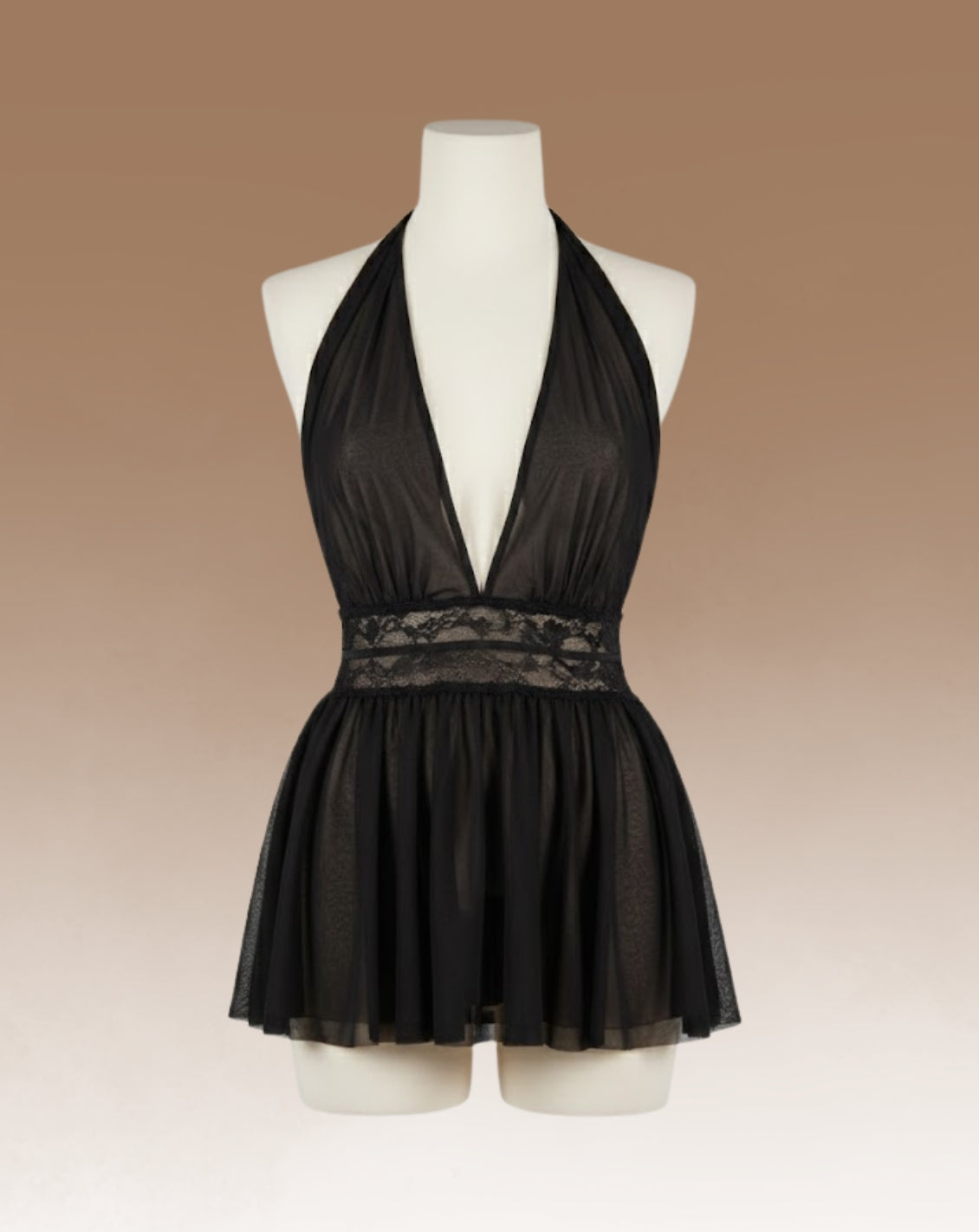 VOILE DE LUNE – Transparante Babydoll | Zwart