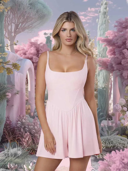 MARJOLAINE | Wide-Leg Romper met Corrigerende Buikband