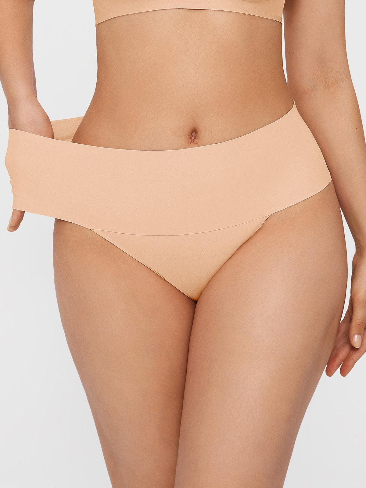 Seamless High-Waist Tummy Control Thong - LivingCurves Skin / XS