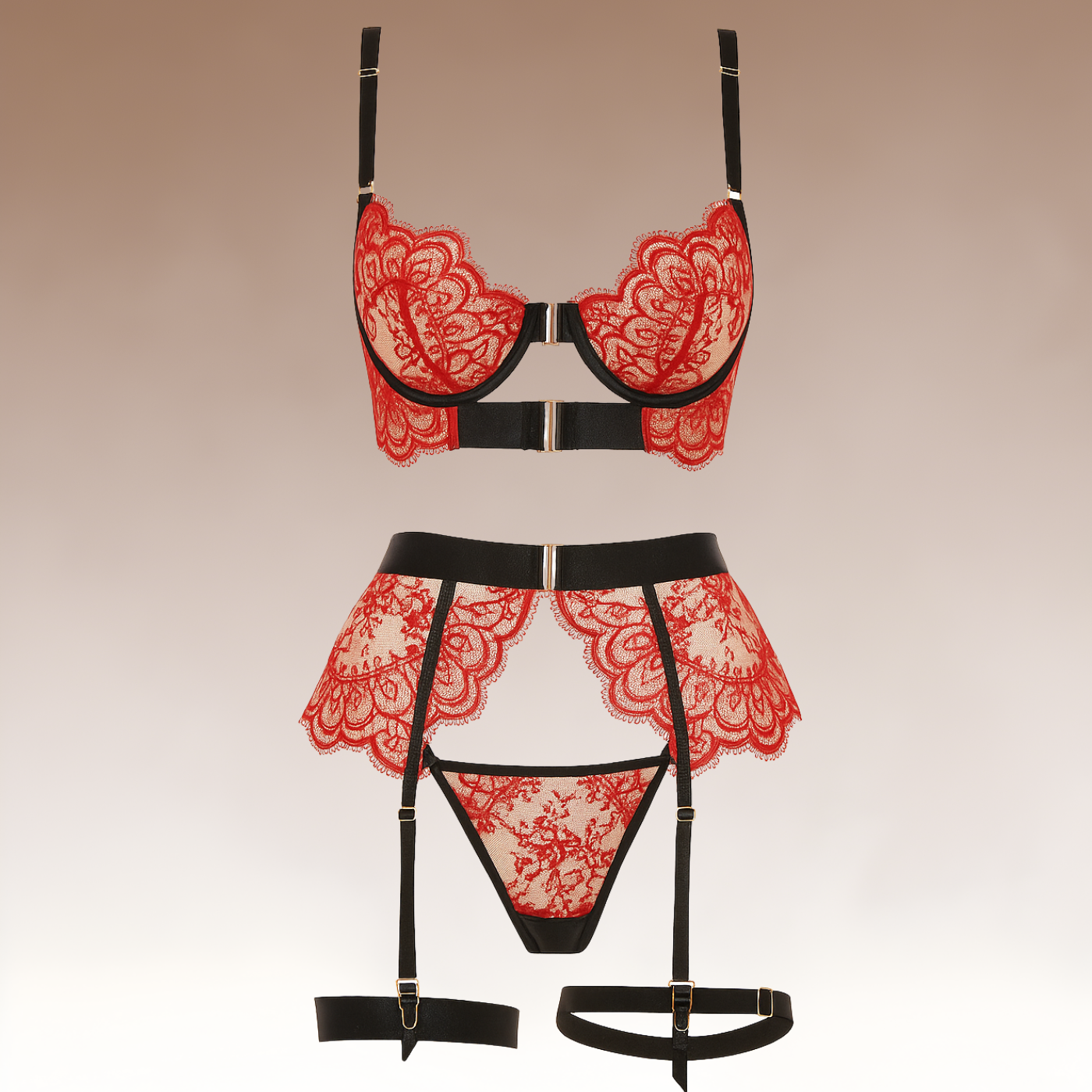 Sidonie - Rouge Lingerieset