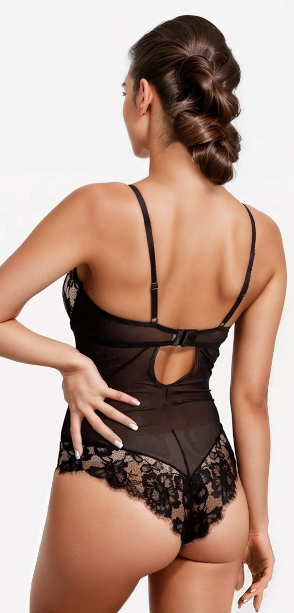 ASTRY – Cut-Out Strappy Teddy - LivingCurves Apparel & Accessories > Lingerie Black / Small