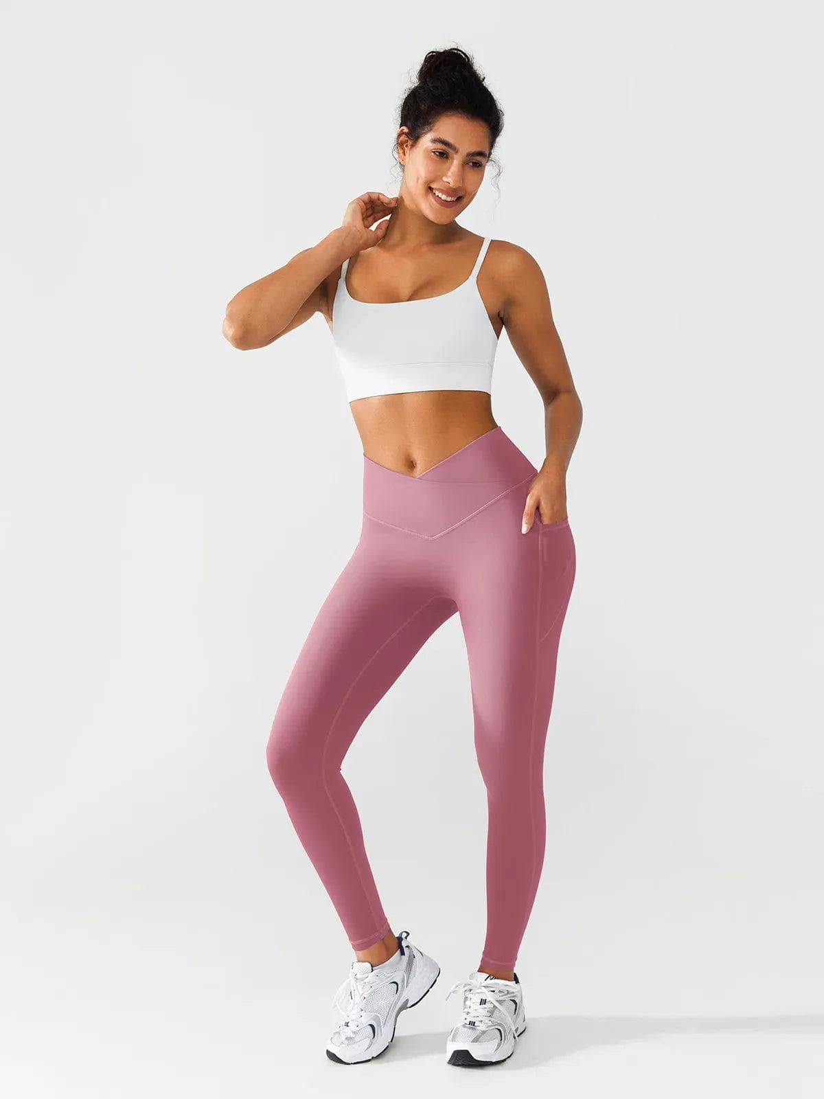 BRXL Butt Scrunch Crossover Waist Leggings - LivingCurves Pink / XS