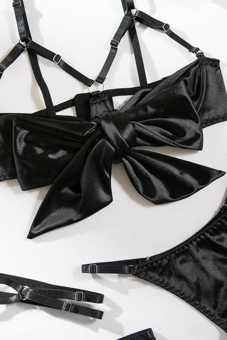 Lingerieset Dames Satijn – Zwart 3-Delig Met Jarretels – Luxe Lingerie met Comfort