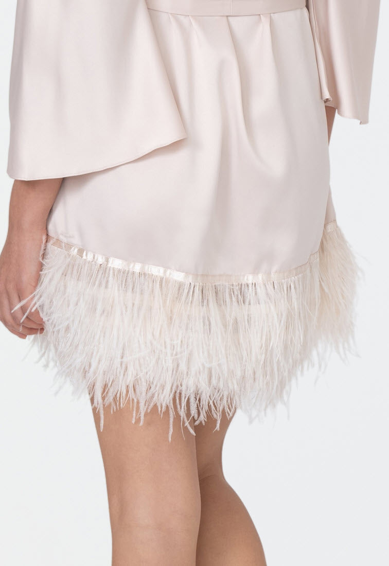 Rya Sleepwear Swan Champagne Ostrich Feathered Robe 394