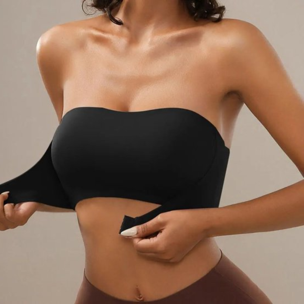 SELENE – Strapless Push-up BH (Ademend Comfort) - LivingCurves Tops Zwart / S