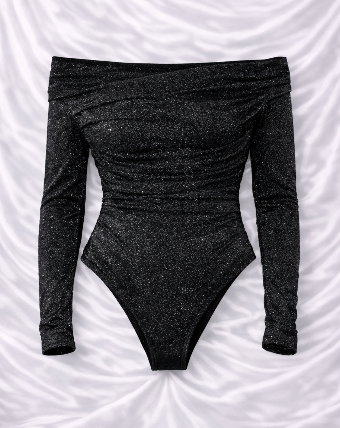 VERA – Metallic Knit Shaping Bodysuit met Lange Mouwen