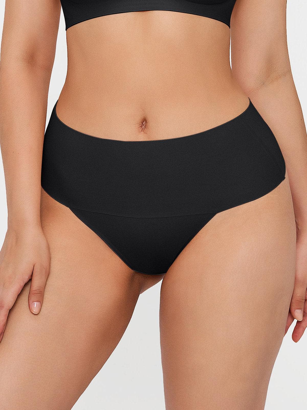 Seamless High-Waist Tummy Control Thong - LivingCurves Black / XS