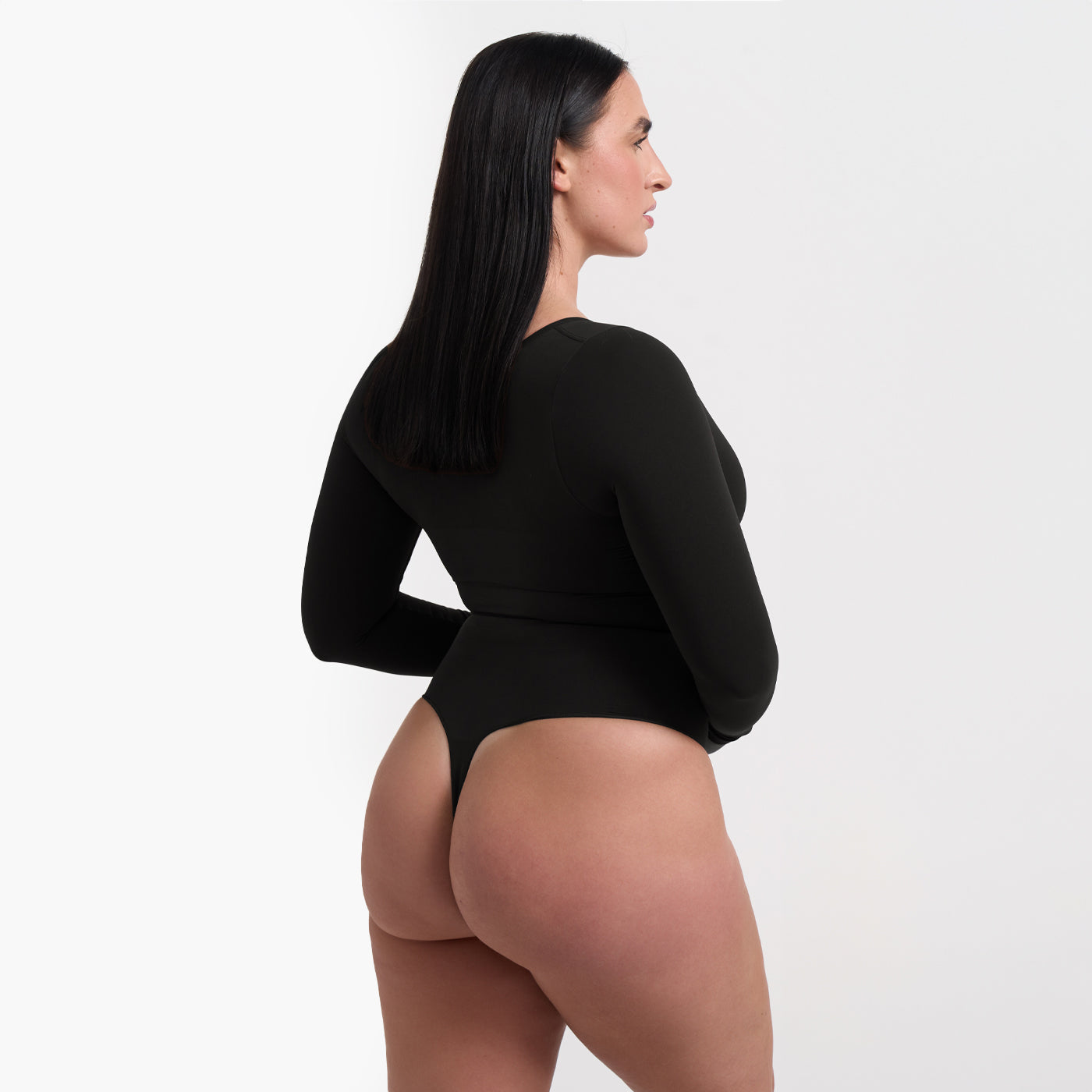ARYA – Longsleeve Sculpt Bodysuit (Stringmodel) - LivingCurves Bodysuit Zwart / XS