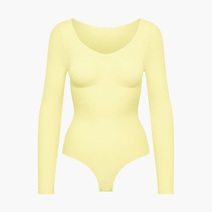 ARYA – Longsleeve Sculpt Bodysuit (Stringmodel) - LivingCurves Bodysuit Geel / XS
