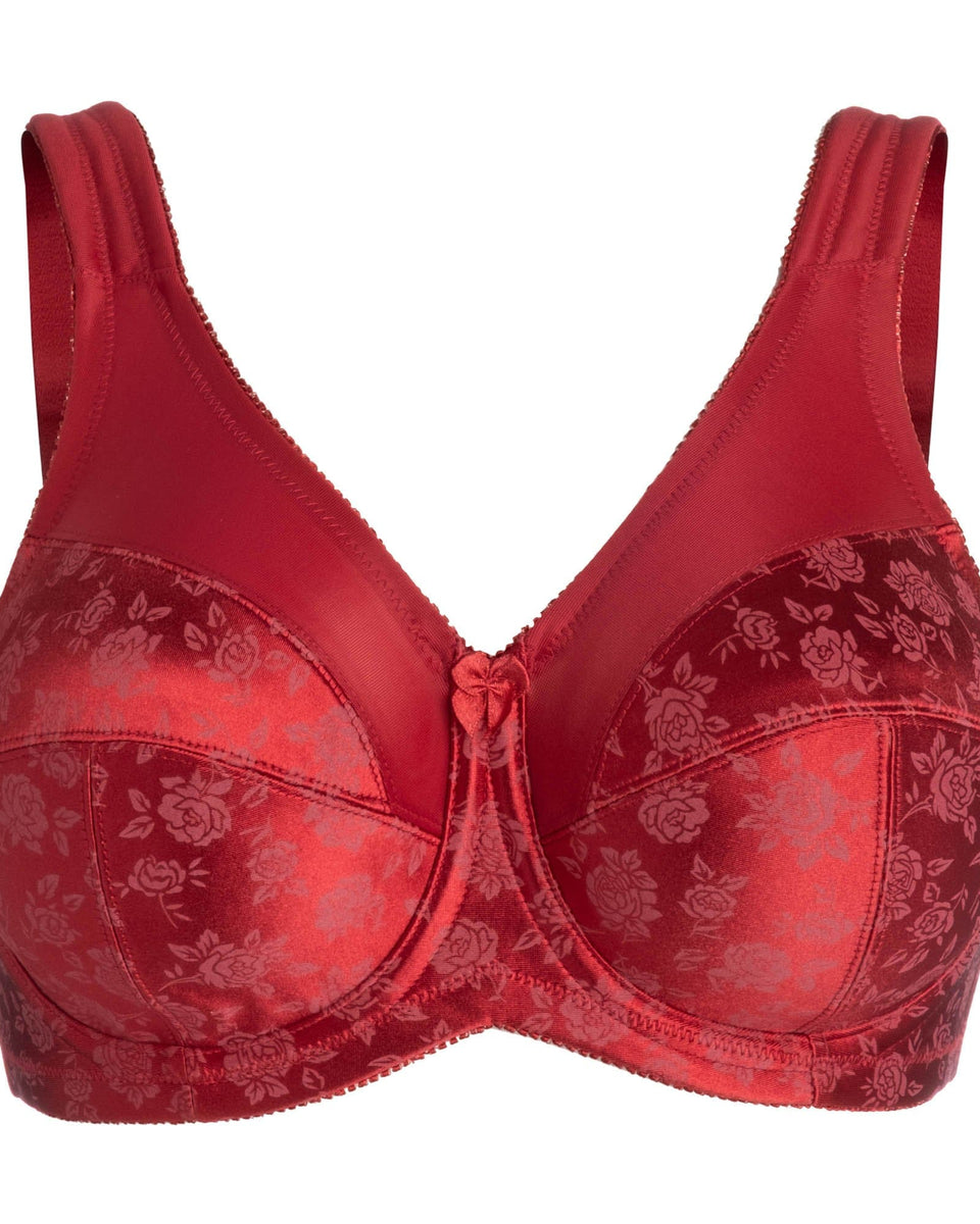 Style 7101 | Brand Printed Full Figure Support Underwire Bra - Red