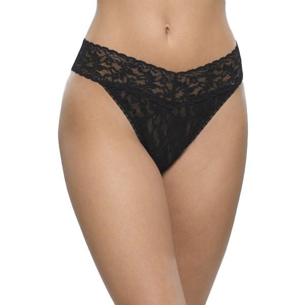 Hanky Panky Original Stretch Signature Lace Thong #4811 - LivingCurves Panties One Size / Black