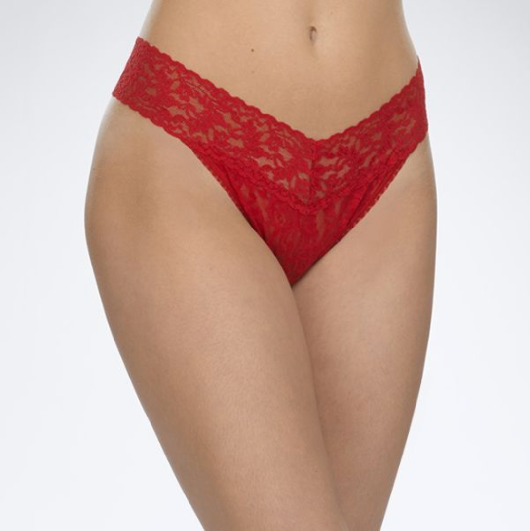 Hanky Panky Original Stretch Signature Lace Thong #4811 - LivingCurves Panties One Size / Red