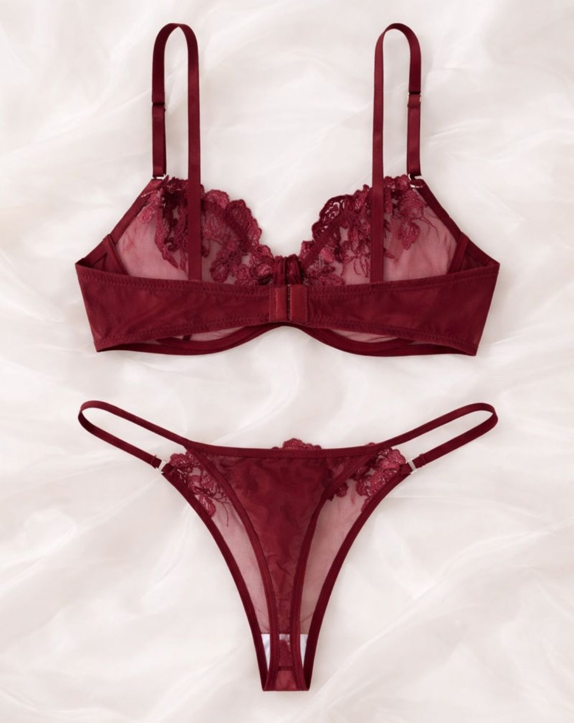 VELORA – Bordeaux Lace Lingerie Set