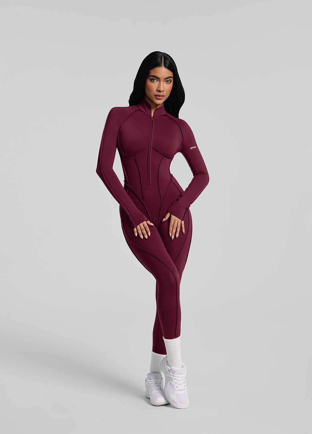 AYLA – Full-Length Shaping Catsuit - LivingCurves Bodysuit Burgundy / XS