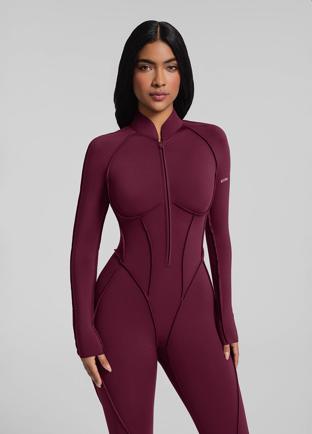 AYLA – Full-Length Shaping Catsuit - LivingCurves Bodysuit Burgundy / XS