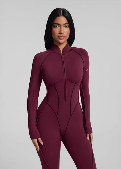 AYLA – Full-Length Shaping Catsuit - LivingCurves Bodysuit Burgundy / XS