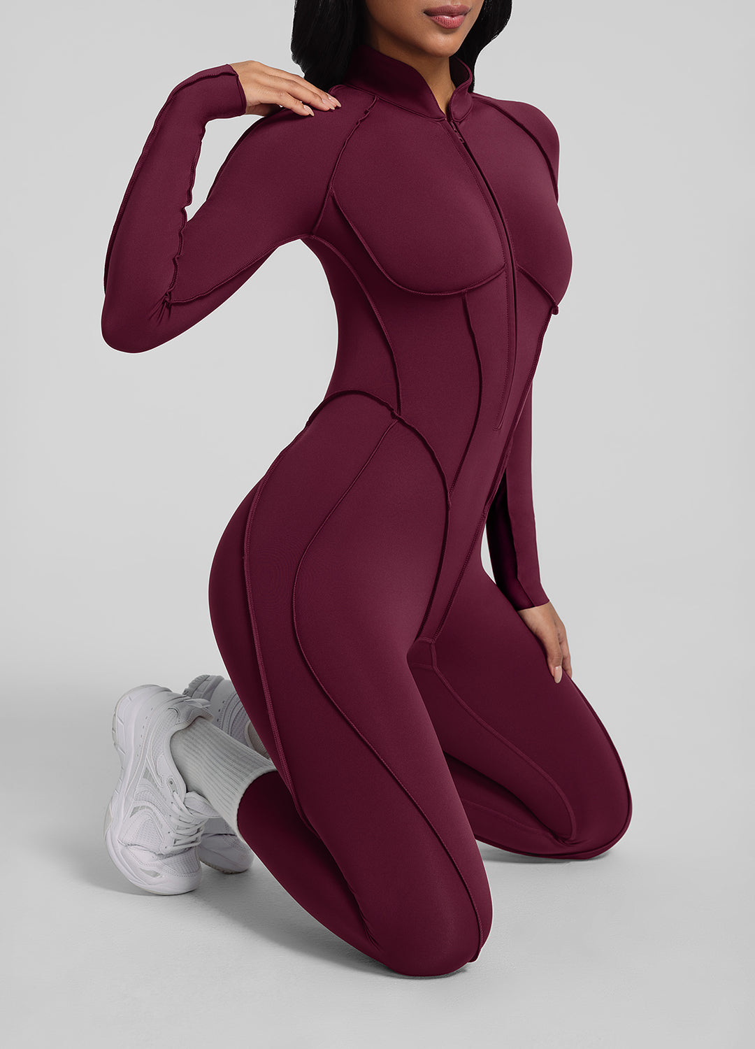 AYLA – Full-Length Shaping Catsuit - LivingCurves Bodysuit Burgundy / XS