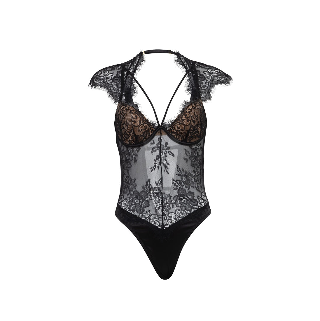 Oh La La Cheri Lingerie Madelyn Black Plus Lace Bodysuit 51-11955X