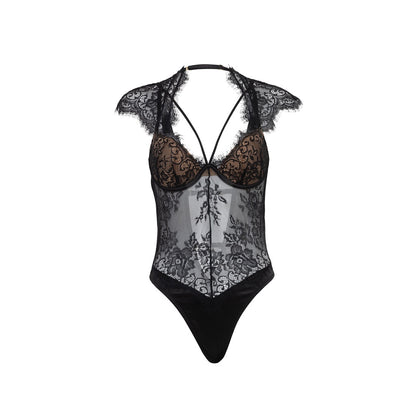 Oh La La Cheri Lingerie Madelyn Black Plus Lace Bodysuit 51-11955X