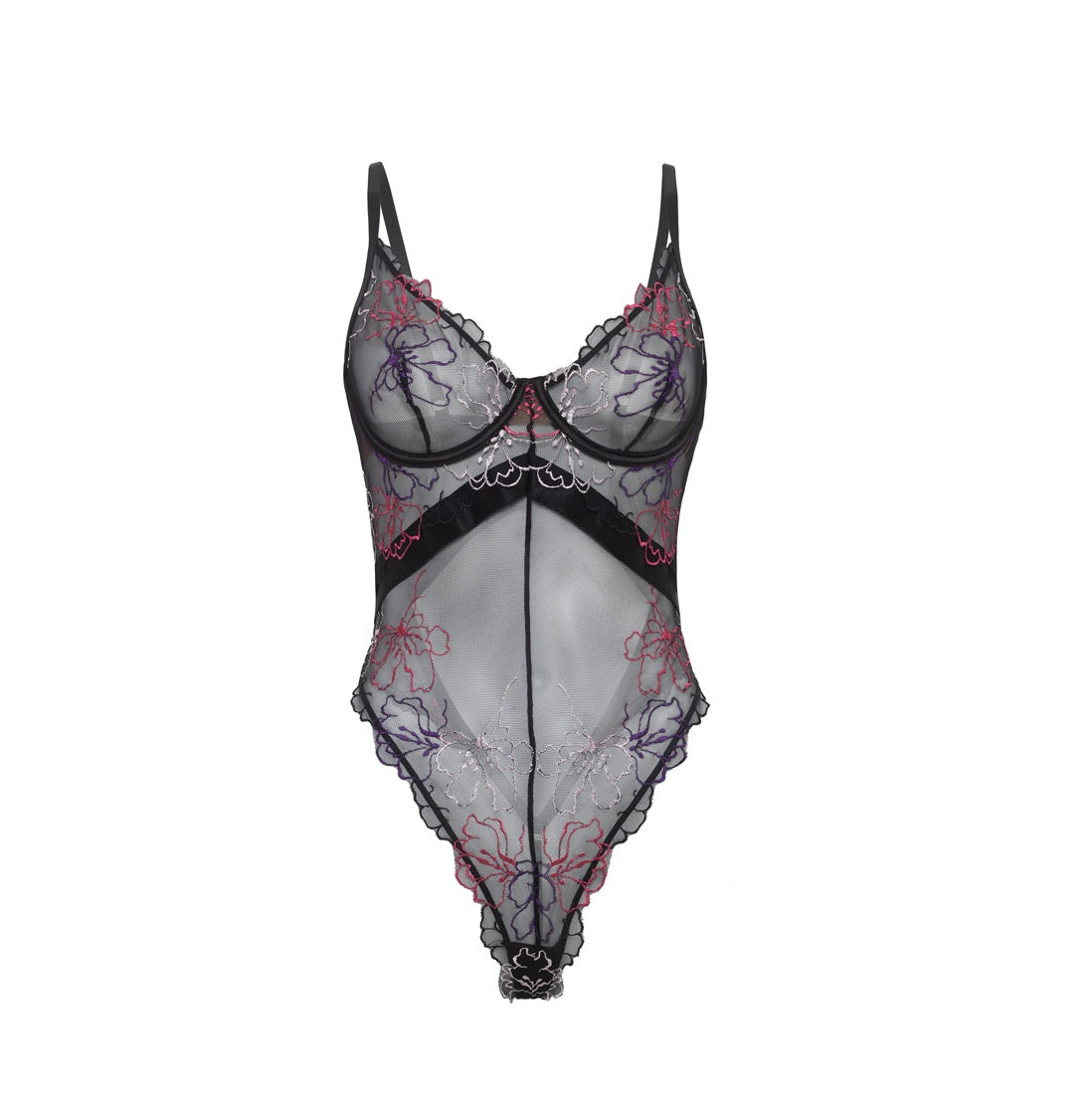 Oh La La Cheri Lingerie Leanna Exotic Daydream and Black Plus Lace Bodysuit 52-11964X