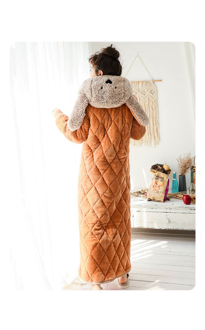 Coral Fleece Winter Extra Thick And Long Nightgown