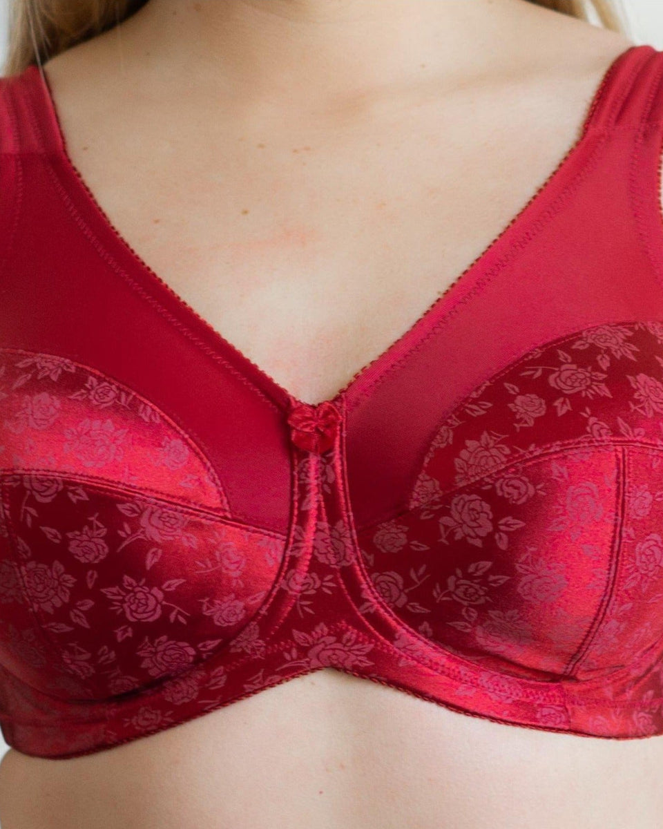Style 7101 | Brand Printed Full Figure Support Underwire Bra - Red