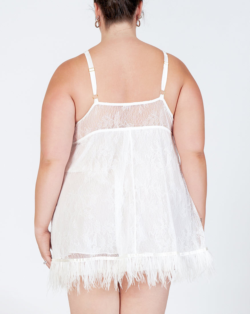 Rya Sleepwear Jasmine Ivory Feather Lace Chemise Gown 584