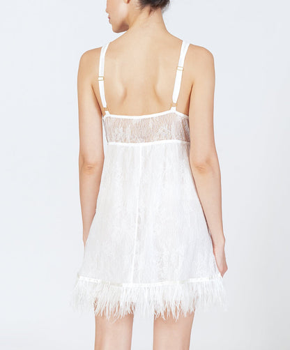 Rya Sleepwear Jasmine Ivory Feather Lace Chemise Gown 584